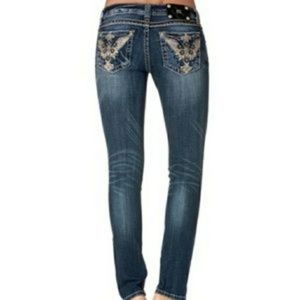 MISS ME CROSS WING DISTRESSED SKINNY JEANS SZ 30